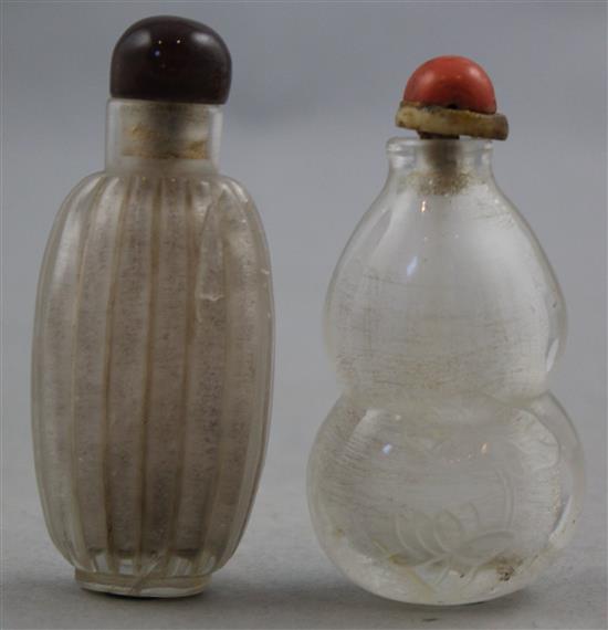 Two Chinese rock crystal snuff bottles, 1800-1900, Richards no.s 463 and 58